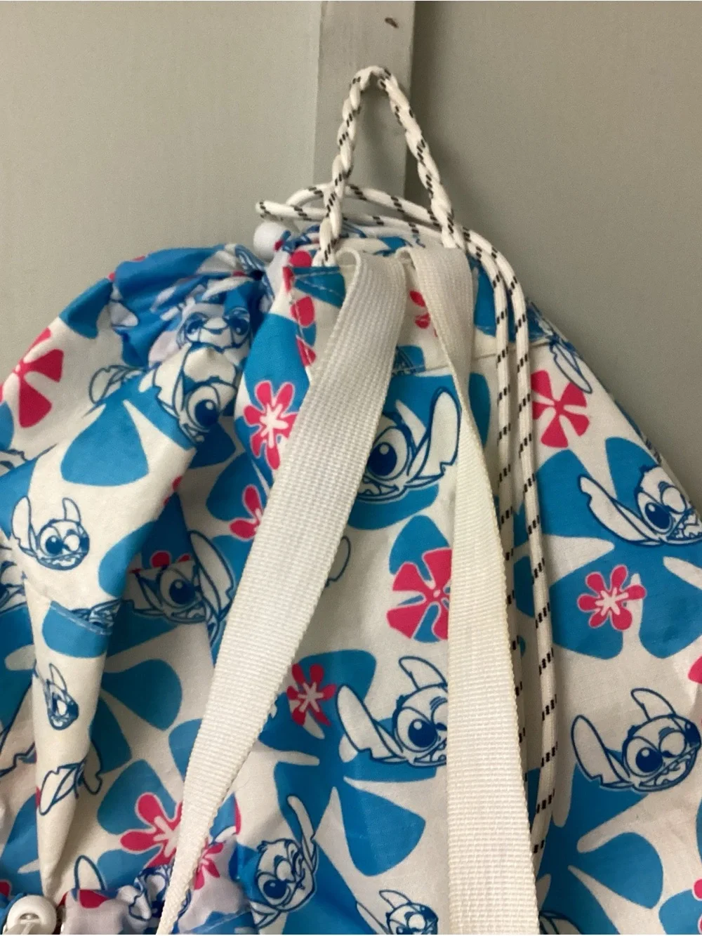 Blue & White Kids Backpack with Stitch Print Disney
